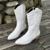 New Embroidery Women's Mid-Clinic Fluorescent Tip Martin Boots Coarse And Large-Size