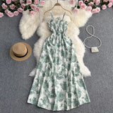 Zingj Pure And Fresh Sweet Strapless Condole Skirt Gentle Wind Waist A Word Floral Dress Seaside Vacation Beach Skirt