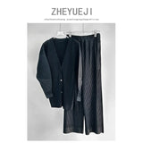 Folded HP Series 2025 Miyake Spring And Autumn Folded Women's Loose Folding Set Top Straight