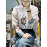 Unique Chic Blouse In Early Spring European Heavy Industry Blouse Chinese Embroidered Shirt Women's 2023 New