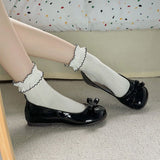 Wind With Single Shoes Women 2025 Summer Bows Shallow Mary Treasure Head Flat Sole Pedal