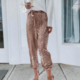 Sequin Sequined High Waist Leg Ruffled