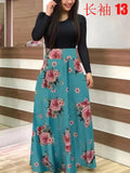 Summer New Summer Bohemia Flower Print O Neck Short Sleeve Women's Maxi Dress Fashion Patchwork Ladies Long Dress