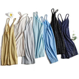Shiny Lurex Sexy Top Women Halter V Neck Basic White Cami Sleeveless Knitted Tank Tops Women'S Summer Camisole