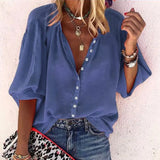 Solid Oversized Loose Shirt Vintage Button Tunic Summer Tops and Blouses Women's Clothing blusas mujer de moda