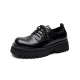 2025 New Youth Big Head Round Head British Wind Low Heel Set Foot Work Wear Thick Bottom Shoes
