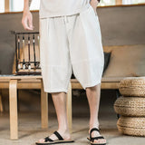 Shorts Men Summer Cotton Linen Retro Trend Horse Pants Wear Linen Casual Sports Loose Seven Points Beach Pants-Outfit