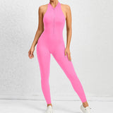 Zingj Zipper Conjoined Yoga Suit Sports Onesie Hollow Back Running Fitness One-Piece Yoga Pants-Outfit
