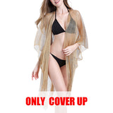 gold bikini cover up Sexy beach dress tunics for women beachwear 2021 Summer See through swimsuit cover-ups kaftan