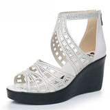 2021 Rhinestone Women Sandals Platform Wedges High heels Sandals Fashion Hollow Out Open toe Summer Women