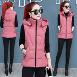 2023 New Down Cotton Vest Autumn And Winter Short Cotton-Padded Jacket Winter Horse Clip Can Take Off The Hat Vest Female Pure Color Vest-Outfit