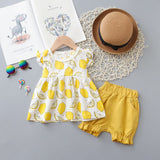 Pieces Cotton Girls Clothing Sets Summer Vest Sleeveless Children Sets Fashion Girls Clothes Suit Casual Floral Outfits