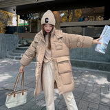 2022 Casual Loose Hooded Parkas Winter Jacket Women Fashion Solid Thick Long Coat Women Elegant Cotton Padded