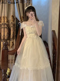 Princess Sweet Dress Women Vintage Evening Party Midi Dresses Female Puff Sleeve Korean Fashion Casual Dress 2022