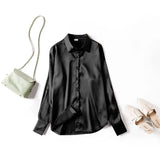 Women's Shirt Solid Blouse Loose Soft Long Sleeve Officie Ladies Top Temperament Satin Shirt Spring Autumn