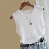 Vests Women Top O-neck Solid Tank Fashion Female Sleeveless Casual Thin Tops 2019 Summer Knit Woman Shirt Gilet