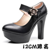 High-Heeled High-Heeled Waterproof Table Thick-Soled Model Walking Shoes Magic Beaded Women's Shoes With Cheongsam