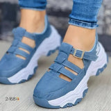 Spring And Summer New Large-Size Thick-Bottomed Hollow Breathable Buckle Single Shoes Women's Casual