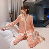 Women's Pajamas Set V Neck Design Luxury Cross Letter Print Sleepwear Silk Like Home Clothes XXL Large Size