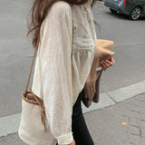 New Lace Stand Collar Long Sleeve Blouse Embroideried Flower Chic Women Shirt Autumn New Tops Chemise
