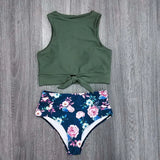 New Sexy High Waist Bikini Swimwear Women Swimsuit Push Up Biquini Bathing Suit High Neck Bikinis Women Summer Beach