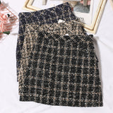 Small Scented Coarse Flowers, Lattice Half-Dress Woman 2022 Autumn And Winter New High-Waisted Thin Ass A-Word Skirt