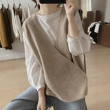 Chic Autumn And Winter Leisure Lazy Wind V-Neck Single Buckle Loose Lantern Sleeve Knitted Sweater Coat