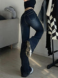Washed Low Waist Flare Jeans- Outfit