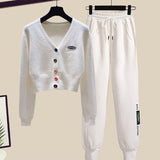 Zingj Summer Fashion Suit Female Net Red New Short Sweater Sweater With Sweatpants Casual Two Sets-Outfit