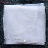 YouLaPan V128 Bridal Veils Wedding Crystal Organza Beaded Wedding Veil Rhinestone Soft Single Tier Bridal Veil with Crystal