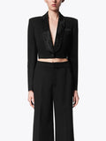 Zingj Advanced Sense Small Suit Spring 2024 New Hot Diamond Bare Back Short Long Sleeve Women's