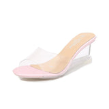 Zingj Female Summer New Korean Version Of The Versatile Summer 6CM Women's Shoes A Word Buckle Simple Slope Heel Slippers