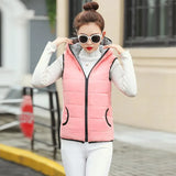 New Autumn Winter Women Vest Cotton Hooded Casual Slim Waistcoat Female Sleeveless