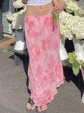 Chiffon Floral Print Midi Skirt- Outfit
