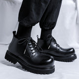 Zingj Martin Boots Men's Fall / Winter British Gauge Tide Tooling Locomotive Black Knight Short Boots