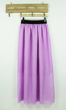 Fashion Wholesale Women Chiffon Long Skirts Candy Color Pleated Maxi Free