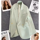 Zingj Korean Version Coffee Color Suit Jacket Female Spring 2024 New Retro British Style Casual Versatile Small