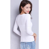 2022 Brand New Cotton Women's T-shirt Long-sleeved Solid Color Women T-shirts Leisure Woman T shirt for Female Tops