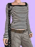 Vintage Striped Long Sleeve Tee-Outfit