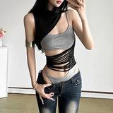 Spring And Summer New Women's High-Collar Design Irregular Sleeveless Vest Hot Girl Hollow Sexy