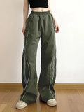 Vintage Striped Piping Baggy Sweatpants- Outfit