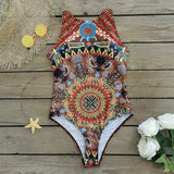 Swimsuit2025 New Conjoined Bikini Personality Abstract Print Swimsuit Women