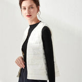 Hot Style Autumn Winter New Down Vest Female Thin And Short Money Without Collar Vest Fashion Portable Coat Slim Tide-Outfit
