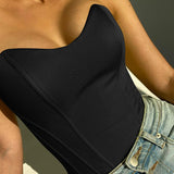 2021 Satin Corset Crop Top Strapless Green Summer Sexy Tube Off Shoulder Party Sleeveless Bustier Tank Tops