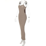 Elegant Dresses For Women New Summer Fashion Sexy Backless Robe Slim Side Hollow Suspender Dress Female Clothing Long