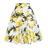 Women Retro Pleated Skirts 50s Kawai Vintage Rockabilly Swing Flamingo Printed High Waist Casual Tutu Summer Skater