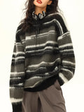Zingj Stripes Loose Casual Sweater Men And Women Autumn Winter New Languid Lazy Atmosphere Feeling Lovers Knit Sweater