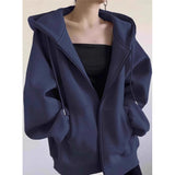 Solid Color Pullover Zip Up Oversized HoodieOutfit