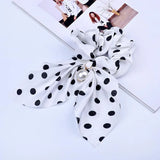Chiffon Bowknot Silk Hair Scrunchies Women Pearl Ponytail Holder Hair Ties Hair Rope Rubber Bands Headwear Hair