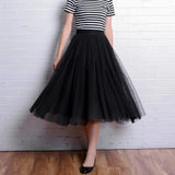 2022 Autumn Winter Vintage Tulle Skirt Women Elastic High Waist Mesh Skirts Long Pleated Tutu Skirt Female Jupe
